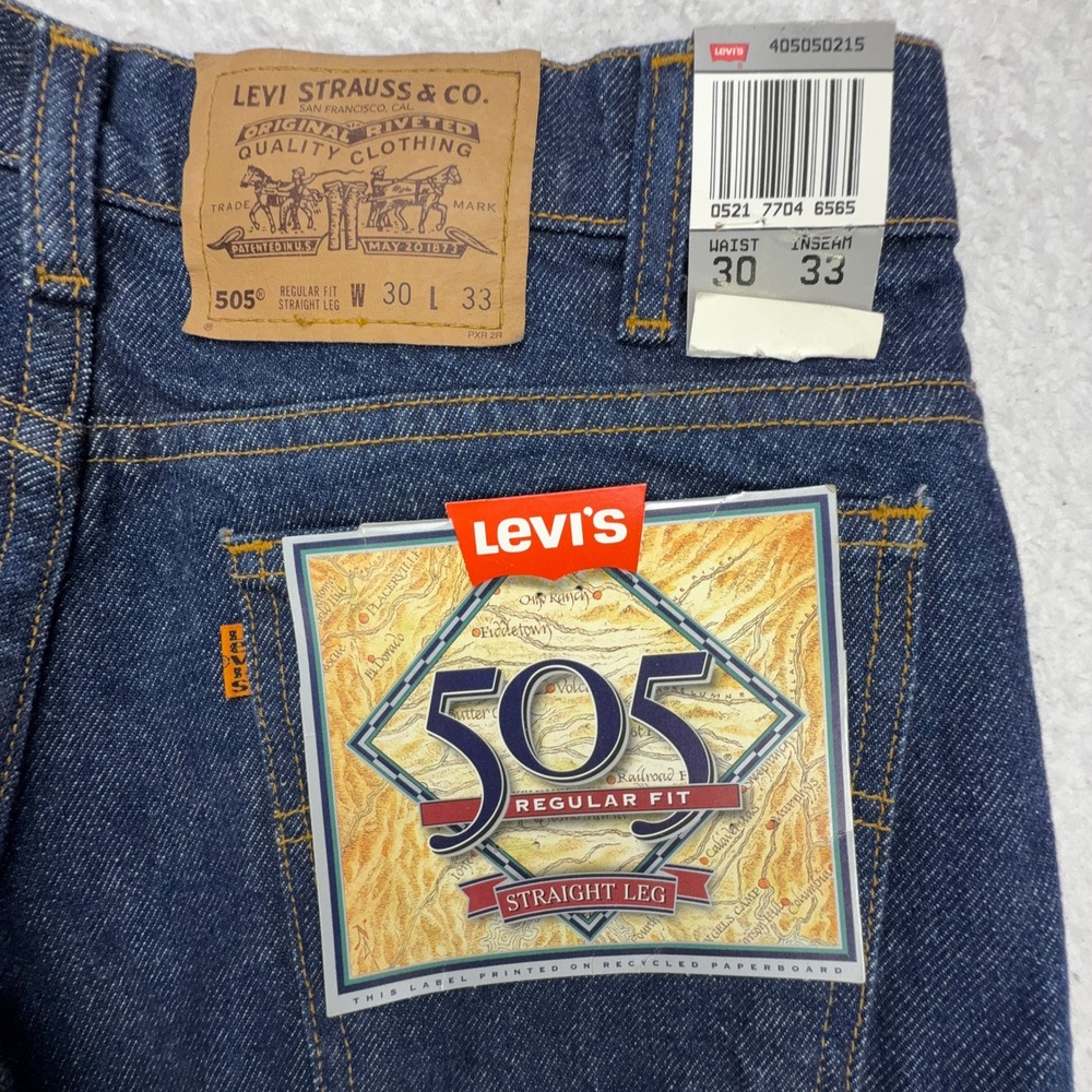 Vintage Levis 505 Orange Tab Jeans‎ Mens 30x33 Regular Fit Straight Leg NWT NOS